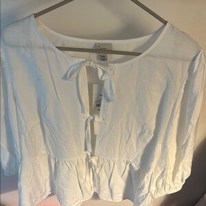 A New Day White Tie-Front Peplum Blouse